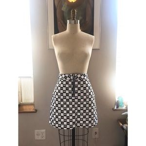 Vans X Lazy Oaf checkerboard denim skirt